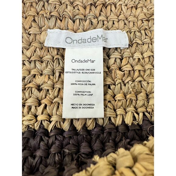 OndadeMar Woven Tote Bag Palm Leaf Coastal Beach Travel NEW - Picture 4 of 5